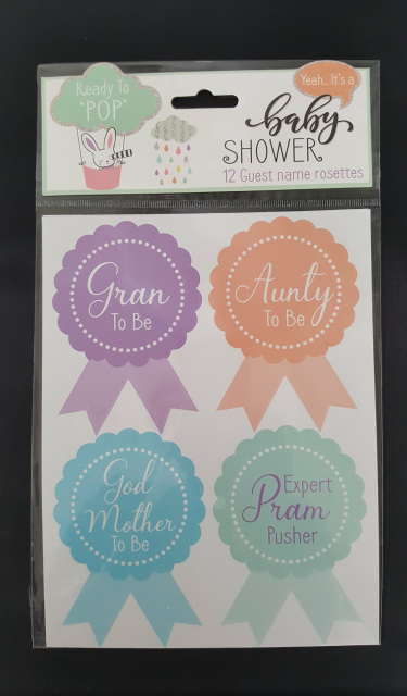 Baby Shower Party Guest Name Rosette Sticker Badges by Ready to Pop 